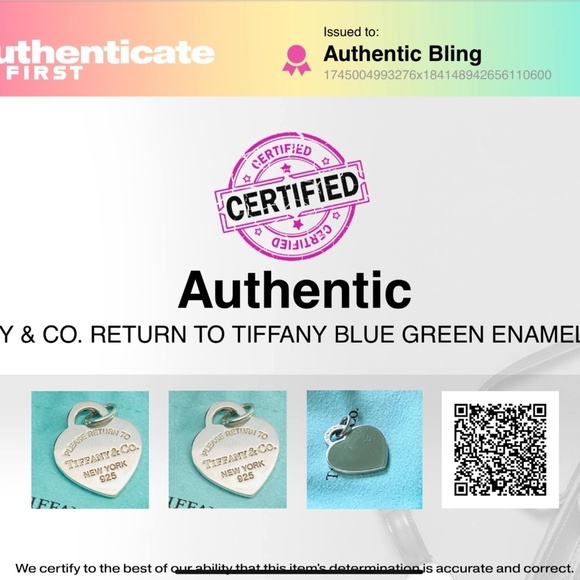 Tiffany & co return to Tiffany turquoise enamel heart “authentication” 925 - Picture 4 of 5